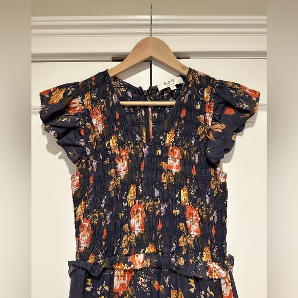 SEA New York Esme floral print maxi dress, blue, size 4 - Picture 4 of 7